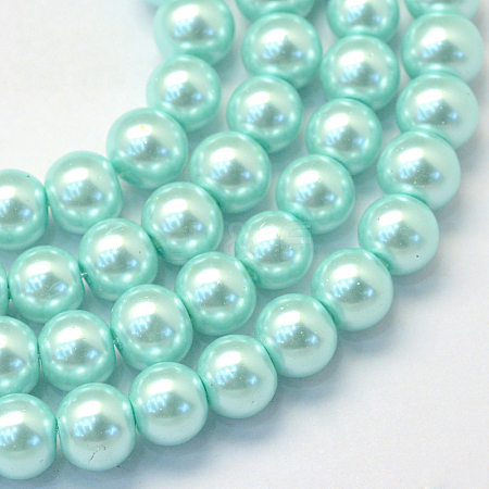 Baking Painted Pearlized Glass Pearl Round Beads Strands X-HY-Q003-10mm-45-1