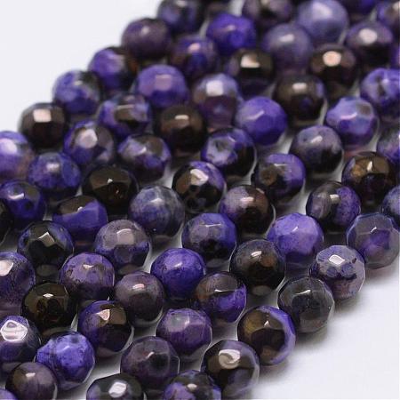 Faceted Natural Fire Crackle Agate Beads Strands G-F447-4mm-A11-1