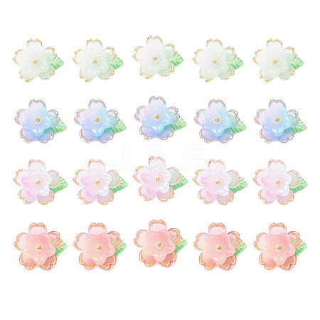 20Pcs 4 Colors Transparent Acrylic Pendants PALLOY-TA00287-S-1