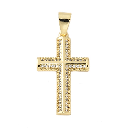 Brass Micro Pave Cubic Zirconia Pendants KK-P293-21E-G-1