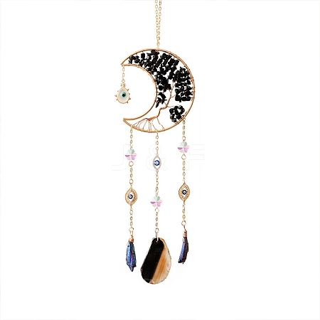 Moon and Devil Eye Wire Wrapped Hanging Ornaments PW-WGAF98E-01-1