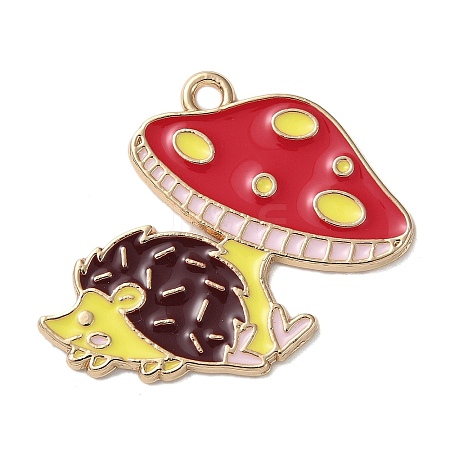 Golden Plated Alloy Enamel Pendants ENAM-Q504-02G-1