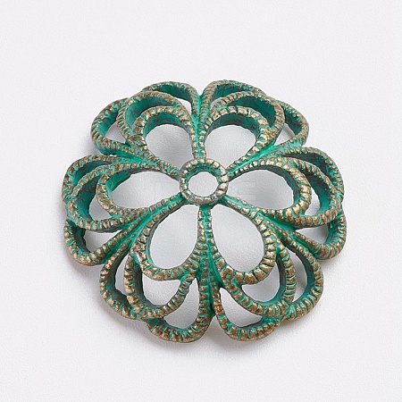 Tibetan Style Alloy Fancy Bead Caps X-PALLOY-F187-58ABG-1