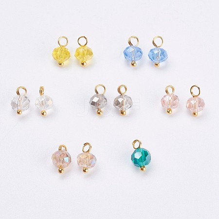Electroplated Glass Charms GLAA-P038-05G-1