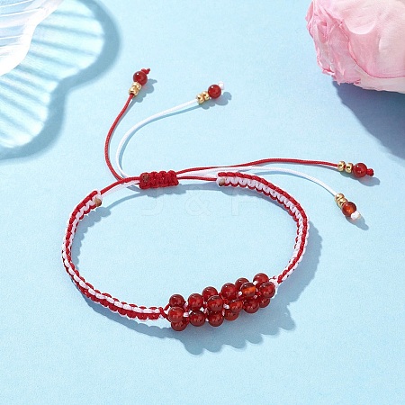 Natural Carnelian Beaded Braided Bead Bracelets BJEW-MZ00253-01-1