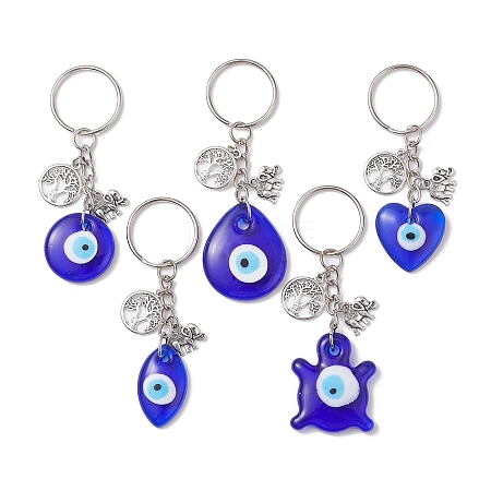 Glass Evil Eye Pendants Keychain KEYC-JKC00736-1