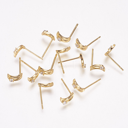 Brass Cubic Zirconia Ear Studs EJEW-P102-05-1