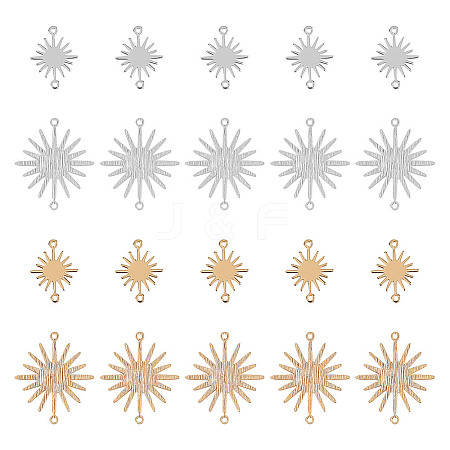 32Pcs 4 Styles Brass Solar Eclipse Links Connectors KK-DR0001-10-1