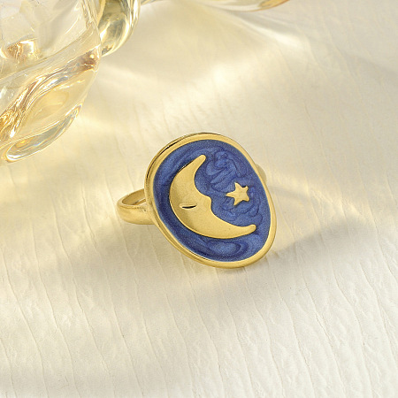 304 Stainless Steel Enamel Cuff Rings FS-WG277BE-04-1