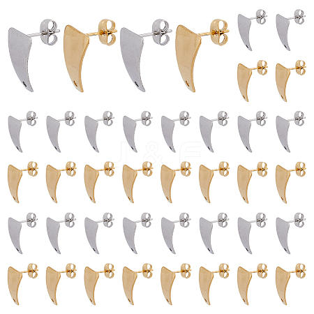 DICOSMETIC 40Pcs 2 Colors 304 Stainless Steel Trapezoid Stud Earring Findings STAS-DC0014-86-1