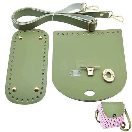 1 Set Handmade PU Leather Crochet Shoulder Bag Accessories Kits PURS-CL0001-37A-1