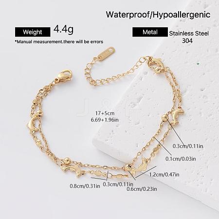 304 Stainless Steel Charm 2-Strand Bracelets for Women VY6048-4-1