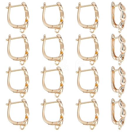 16Pcs Brass Hoop Earring Findings with Latch Back Closure KK-PH0012-17-1