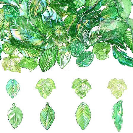 80Pcs 8 Colors UV Plating Acrylic Pendants OACR-YW0003-88-1