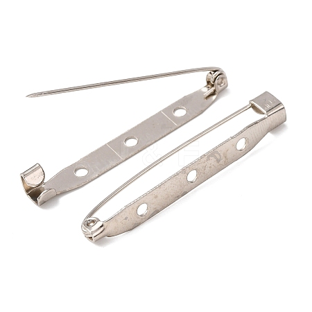 Iron Brooch Pin Back Safety Catch Bar Pins with 3 Holes IFIN-A171-04I-1