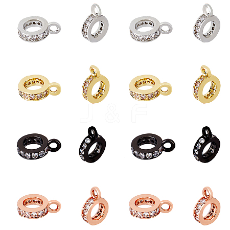16Pcs 4 Colors Brass Micro Pave Cubic Zirconia Tube Bails ZIRC-HY0001-09-1