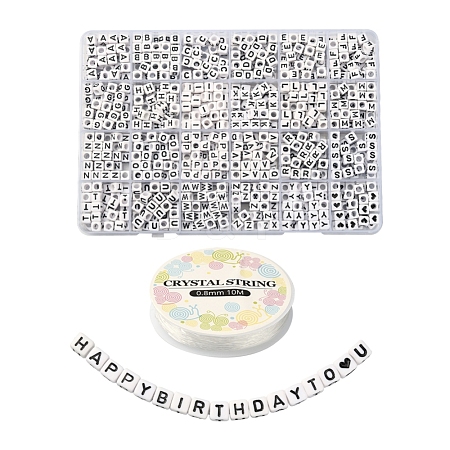 Opaque Acrylic Horizontal Hole Letter Beads SACR-YW0001-44-1