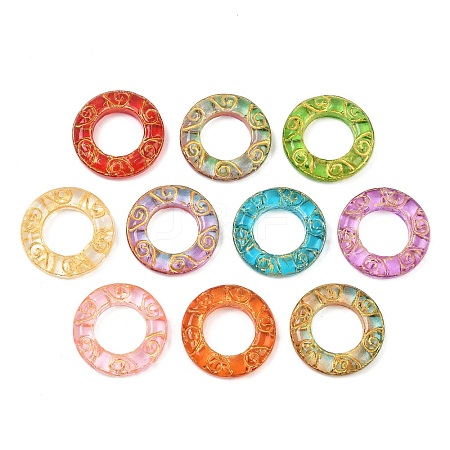 Baking Paint and Golden Metal Enlaced Glass Beads X-DGLA-T004-13M-1