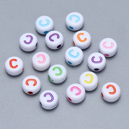 Craft Acrylic Horizontal Hole Letter Beads SACR-S201-11C-1