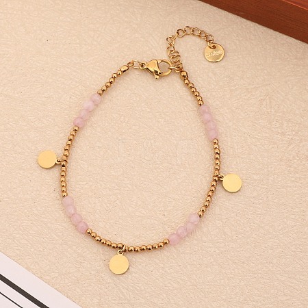 Natural Rose Quartz Beads Stretch Bracelets for Women GI3787-1-1