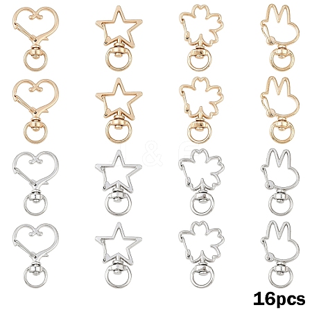16Pcs 8 Styles Alloy Swivel Snap Hook Clasps FIND-YW0009-26-1