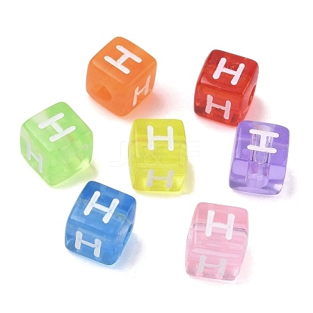 Spray Painted Transparent Acrylic Beads MACR-K365-07H-1