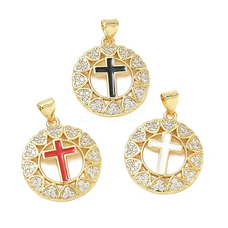 Religion Cross Brass Micro Pave Clear Cubic Zirconia Pendants CU-CBA83A6-03C-G-1