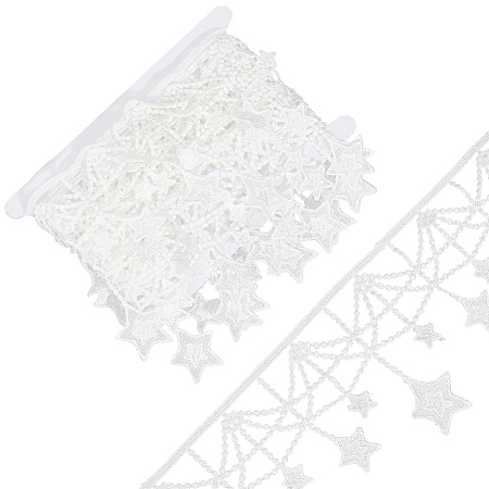 5Yards Star Polyester Lace Trim Ribbon OCOR-GF0004-05B-1