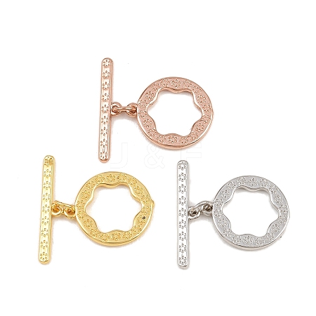 Flat Round Brass Toggle Clasps KK-G548-36-1