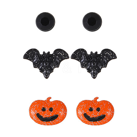 3 Pairs Halloween Alloy Enamel Stud Earrings FS-WG03594-16-1