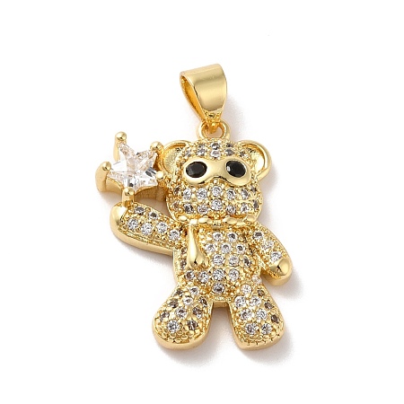 Rack Plating Brass Micro Pave Cubic Zirconia Pendants KK-A160-18G-1