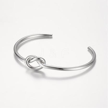 Tarnish Resistant Unique Design 304 Stainless Steel Cuff Bangles BJEW-K105-07P-1