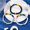 3Pcs Chakra Round Natural Gemstone Beaded Stretch Bracelets Sets BJEW-JB10953-2