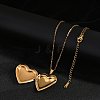 304 Stainless Steel Heart Locket Pendant Cable Chain Necklaces for Women NJEW-M050-04E-G-2