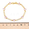 Brass Pave Cubic Zirconia Heart Link Chain Bracelets for Women KK-CBA68DA-10G-02-4