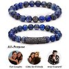 2Pcs 2 Style Natural Lapis Lazuli Stretch Bracelets Set BJEW-SW00098-3