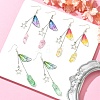 3 Pairs 3 Colors Dyed Natural Quartz Crystal Dangle Earrings EJEW-TA00380-2