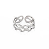 Non-Tarnish 304 Stainless Steel Rhombus Hollow Open Cuff Ring for Women RJEW-S405-214P-1