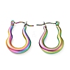 Ion Plating(IP) Rainbow Color 304 Stainless Steel Twist Oval Hoop Earrings for Women EJEW-G293-07M-1