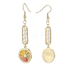 Shell Pearl with Enamel Lemon Dangle Earrings EJEW-TA00071-2