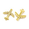 Rack Plating Brass Micro Pave Clear Cubic Zirconia Airplane Connector Charms KK-P270-17G-2