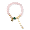 Natural Rose Quartz Beads Stretch Bracelets for Women BJEW-JB11360-01-2