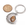 Alloy Hollow Moon Charm Keychains with Natural Gemstone Nuggets Charm KEYC-JKC00423-5
