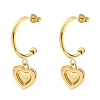 Ion Plating(IP) 304 Stainless Steel Heart Dangle Stud Earrings EJEW-C068-11G-1