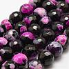 Faceted Natural Fire Crackle Agate Beads Strands G-F447-12mm-A08-1