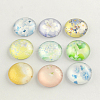 Flower Pattern Flatback Half Round Glass Dome Cabochons GGLA-R026-10mm-08-1