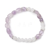 Round & Nuggets Natural White Jade & Lavender Amethyst Beaded Bracelets for Women BJEW-JB13146-2