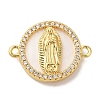 Rack Plating Brass Micro Pave Clear Cubic Zirconia Religion Connector Charms X-KK-L220-003G-01-1