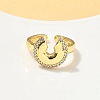 Brass Micro Pave Cubic Zirconia Open Cuff Rings RJEW-V009-11G-2
