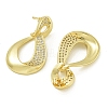 Teardrop Brass Clear Cubic Zirconia Dangle Stud Earrings EJEW-Q390-05G-2